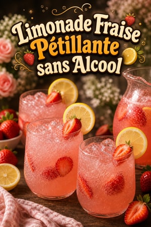 Limonade aux Fraises Pétillante sans Alcool pour Baby Shower