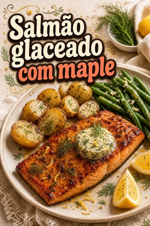 Salmão do Atlântico glaceado com maple e manteiga de limão