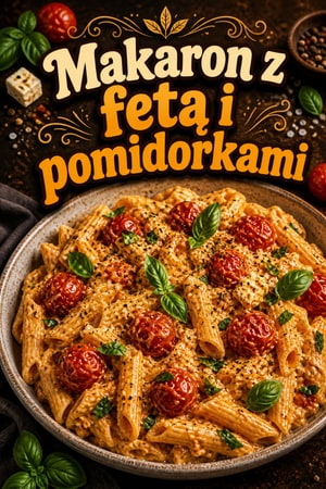 Pieczony makaron z fetą i pomidorkami 