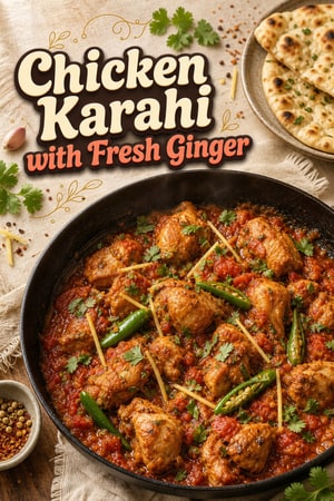 Authentic Pakistani Chicken Karahi with Fresh Ginger