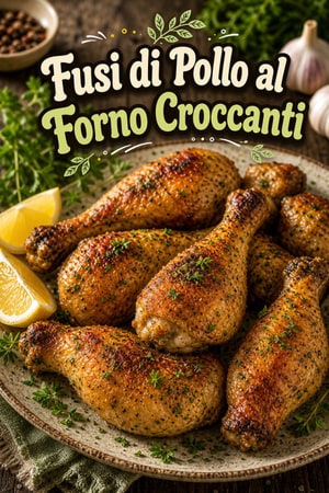 Fusi di Pollo al Forno Croccanti con Aglio ed Erbe
