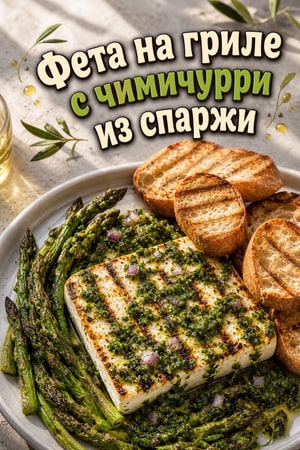 Фета на гриле со спаржей чимичурри