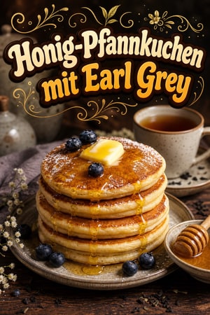 Fluffige Honig-Pfannkuchen mit Earl Grey zum Brunch
