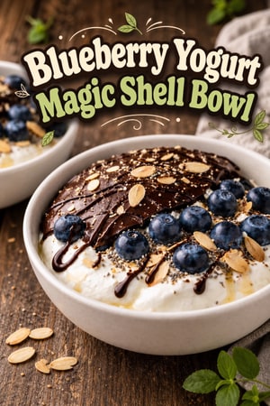 Blueberry Chocolate Magic Shell Yogurt Breakfast Bowl