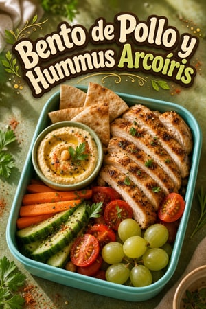 Bento de Pollo y Hummus Arcoíris para el Colegio