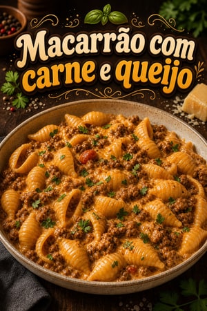 Macarrão com Carne Moída e Queijo de uma Panela Só