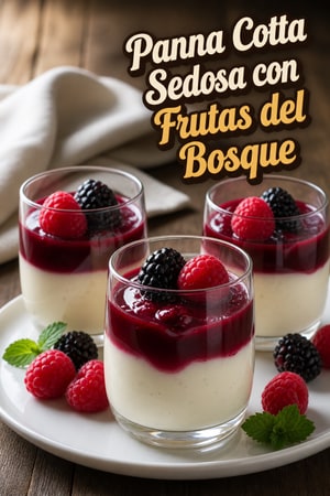 Panna Cotta Sedosa con Frutas del Bosque y Coulis