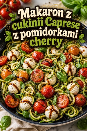 Makaron z cukinii Caprese z pomidorkami cherry