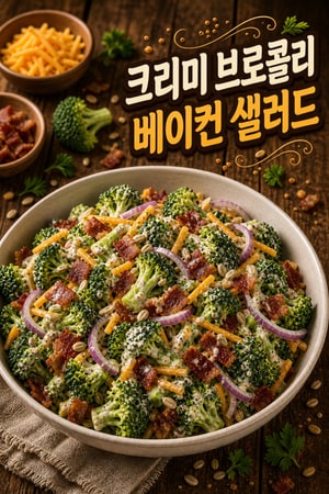 클래식 크리미 브로콜리 베이컨 샐러드 - 아삭하고 고소한 맛