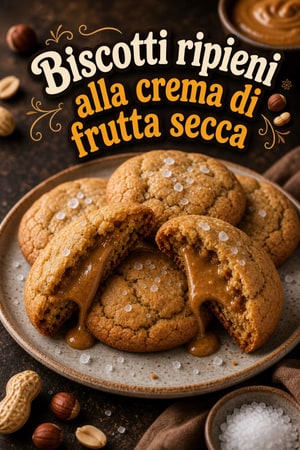 Biscotti morbidi ripieni di crema di frutta secca e sale