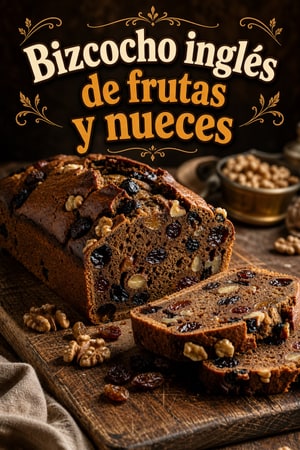 Bizcocho rústico inglés de frutas con glaseado de ron