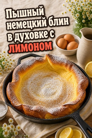 Пышный немецкий блин в духовке с лимоном и сахаром
