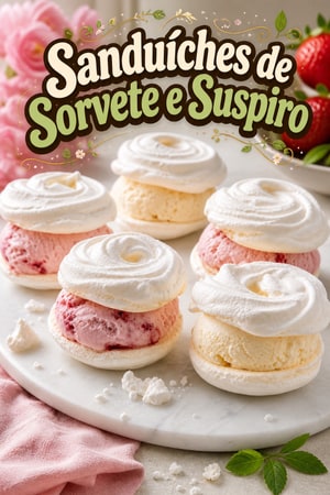 Sanduíche de Sorvete de Suspiro Nuvem Super Fofinho