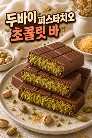 수제 두바이 피스타치오 카다이프 초콜릿 바 만들기 레시피