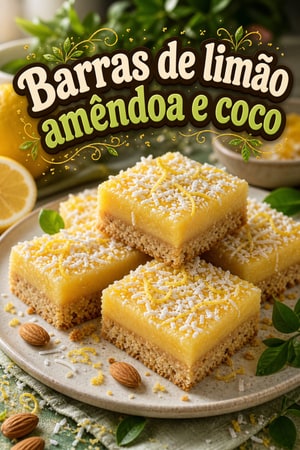 Barras de Limão, Amêndoa e Coco — Baixo Açúcar, Sem Glúten