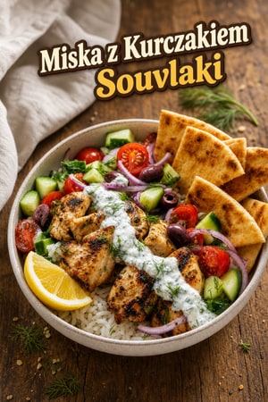 Greckie Miski z Kurczakiem Souvlaki, Tzatziki i Chrupkim Pitta