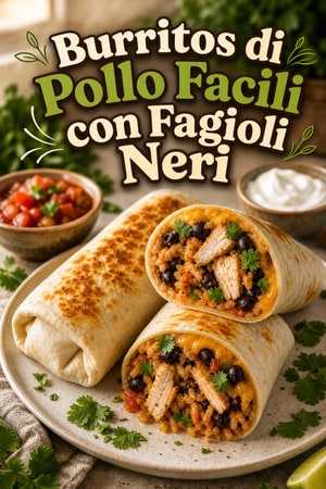Burritos di Pollo Facili con Fagioli Neri e Riso