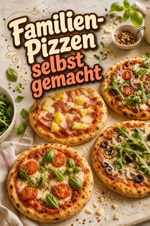 Selbstgemachte Familien-Pizzen mit frischem Belag