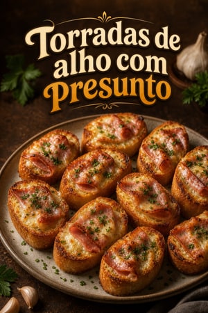 Torradas de alho com presunto