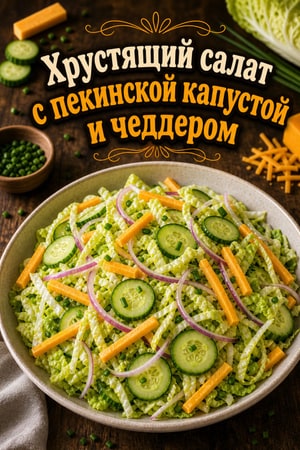 Хрустящий салат из пекинской капусты с огурцом и чеддером