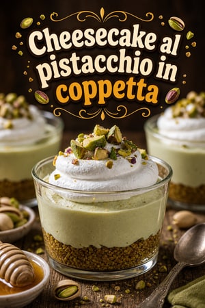 Coppette cheesecake al pistacchio senza cottura, croccanti