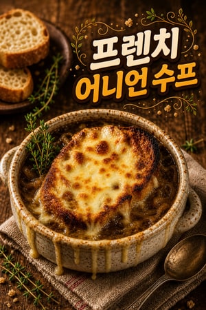 진한 풍미와 달콤한 양파의 조화, 정통 프렌치 어니언 스프