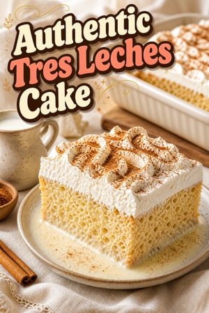 Authentic Tres Leches Cake with Whipped Cream Topping
