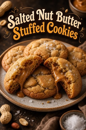 Chewy Nut Butter Stuffed Cookies with Flaky Sea Salt