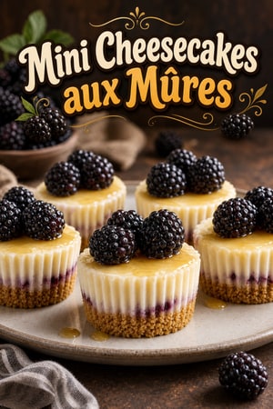 Mini Cheesecakes aux Mûres avec Croûte Beurrée