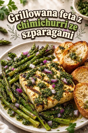 Grillowana feta z chimichurri ze szparagami