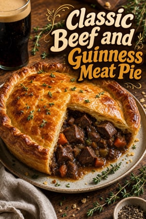 Classic Beef and Guinness Meat Pie with Flaky Pastry