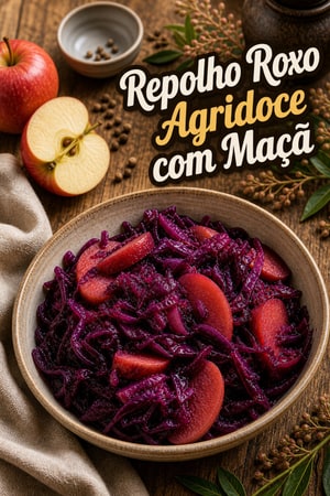 Repolho Roxo Refogado Agridoce com Maçã