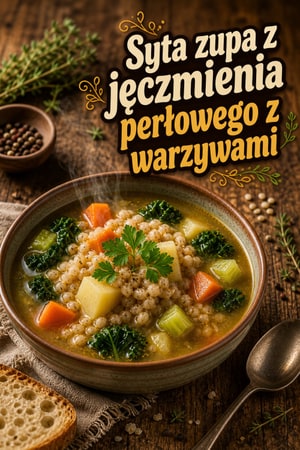 Syta zupa z jęczmienia perłowego z warzywami i ziołami