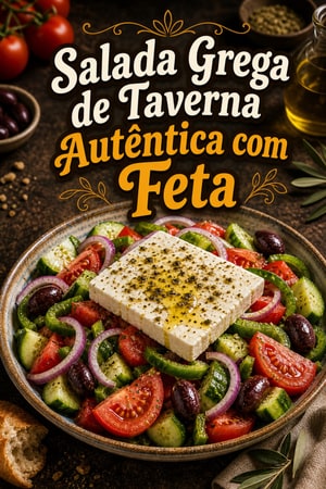 Salada Grega de Taverna Autêntica com Feta e Azeitonas
