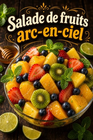 Salade de fruits arc-en-ciel au miel et citron vert
