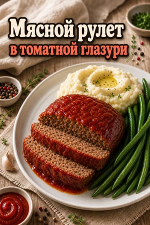 Классический мясной рулет с томатной глазурью