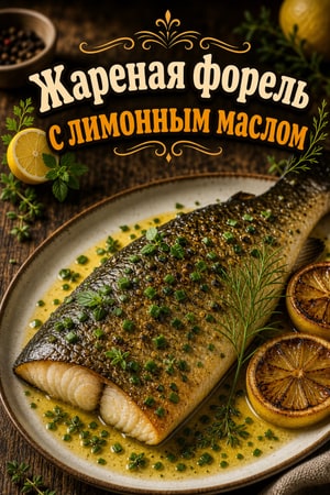 Жареная форель с лимонно-чесночным маслом и зеленью