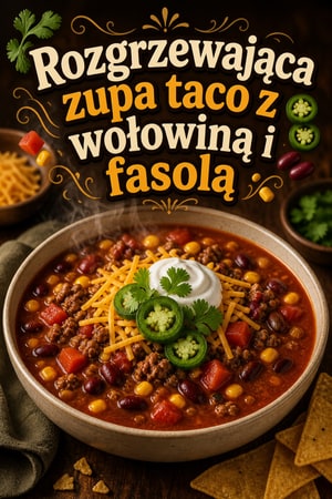 Rozgrzewająca zupa taco z wołowiną i fasolą – danie jednogarnkowe