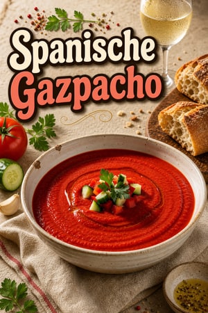 Erfrischendes authentisches spanisches Gazpacho mit Kräutern