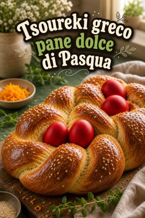 Tsoureki greco tradizionale: pane dolce profumato di Pasqua