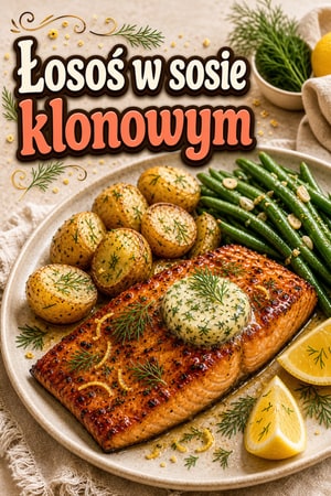 Łosoś z sosem klonowym i masłem cytrynowo-koperkowym