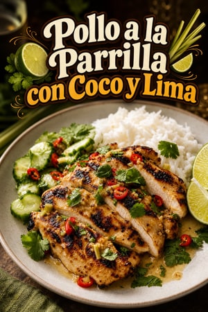 Pollo a la Parrilla con Leche de Coco, Lima y Hierba Luisa
