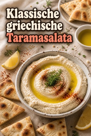 Klassische griechische Taramasalata mit Zitrone und Olivenöl