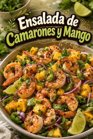 Ensalada de Camarones Fusión Tailandesa-Mexicana con Mango