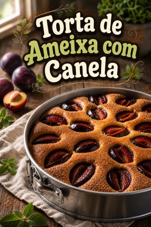 Torta de Ameixa Clássica com Açúcar e Canela