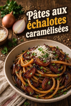 Pâtes aux échalotes caramélisées : une sauce riche et confite