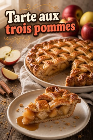 Tarte aux trois pommes : garniture mixte, pâte beurrée