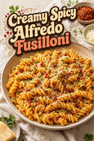 Creamy Spicy Alfredo Fusilloni with Calabrian Chili
