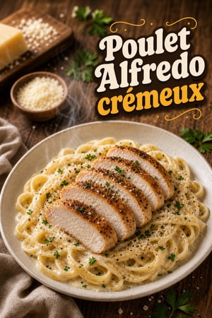 Poulet Alfredo classique à la crème d'ail et parmesan