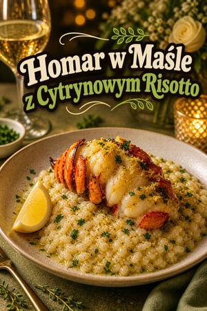 Ogony homara duszone w maśle z cytrynowym risotto